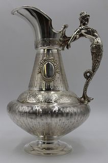 SILVER. Exceptional Signed French Silver Ewer.