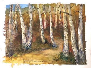 BEN MACOMBER, LIVE ART - Autumn Birch Trees & $100 Gift Certificate from Providence Picture Frame
