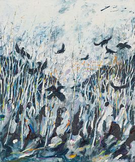 Earl Biss Sixteen Crows in Grey, 1982