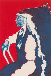 Fritz Scholder Patriotic Indian (State I) (T: 75-610), 1975