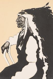 Fritz Scholder Patriotic Indian (State II) (T: 75-610b), 1975
