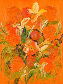Hunt Slonem Orange Orchids, 2003