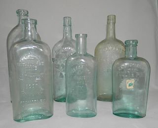 Liquor and others - 6 aqua bottles
