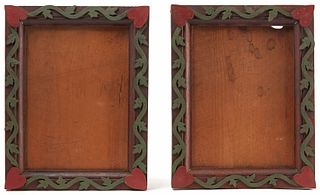 Pair of Carved Folk Art Frames - hearts & vines