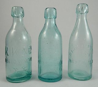 Soda - 3 round aqua bottles