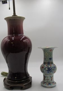 Chinese Porcelain Sang de Boeuf Vase As A Lamp