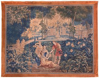 Large Antique Flemish Verdure Tapestry.