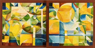 MARK WHOLEY, Composition in Blues, Greens and Yellows