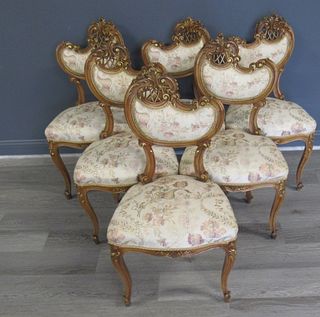 6 Antique Finely Carved And Gilt Decorated