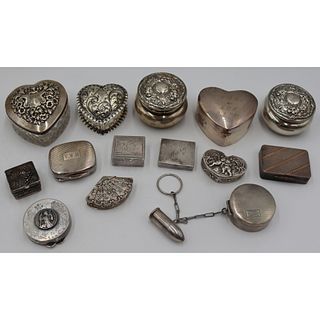 SILVER. Assorted Silver Pillboxes and Decorative