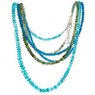 Collection of Apatite, Sterling Silver Necklaces