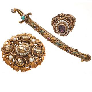 Collection of Austro-Hungarian Gilt jewelry Items