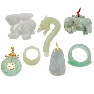 Collection of Jade, Serpentine Jewelry Items