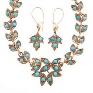 Victorian Turquoise, Rose Gold Jewelry Suite