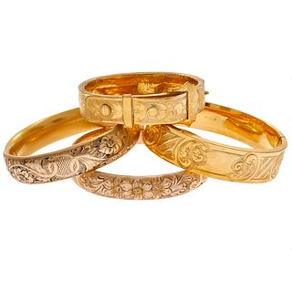 Collection of Victorian, Art Deco Gold-Filled, Plated Bracelets