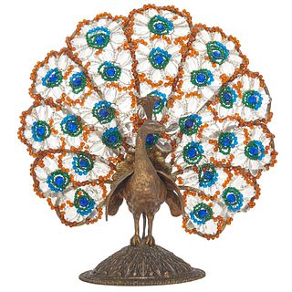 Bohemian Glass Peacock Form Lamp