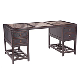 Black Lacquered Desk with Marble Insets, Republic Period