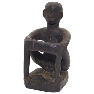 Ifugao Black Wood Bulul Seated Figure