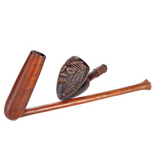Two African Smoking Pipes 