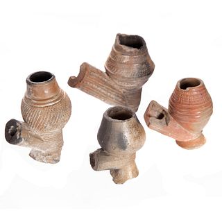 Four Djenne-Djeno Mali Clay Smoking Pipes, 18th/19th Century