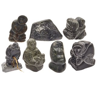 Seven Inuit Stone Carvings 