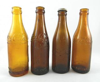 Soda- 4 Amber Coca Cola bottles