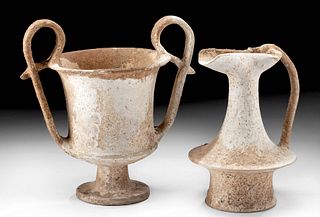 Greek Canosan Pottery Kantharos + Epichysis