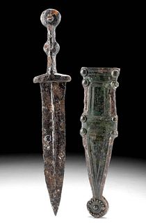 Roman Steel Pugio Dagger w/ Ornate Bronze Scabbard