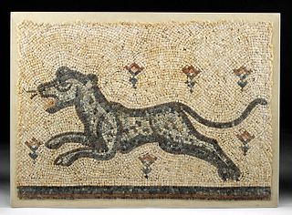 Roman Stone Mosaic - Running Feline