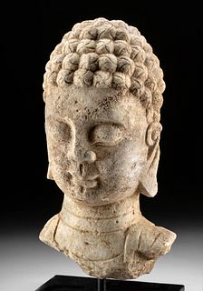 Chinese Ming Dynasty Stone Buddha Head Fragment