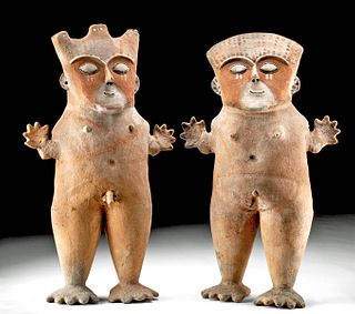 Matched Pair Chancay Pottery Standing Figures