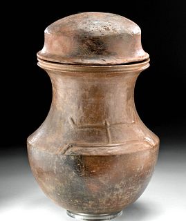 Large San Agustin Pottery Burial Jar w/ Lid
