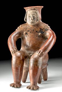 Colima Coahuayana Valley Pottery Seated Male Vessel