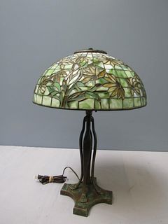 Tiffany Style Patinated Bronze Table Lamp .