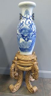 Antique Chinese Blue and White Vase On Finely