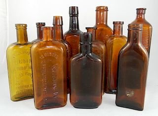 11 Amber medicine bottles
