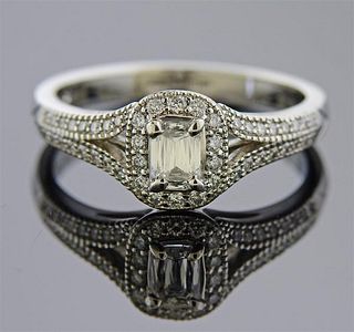 Platinum Crisscut Diamond Engagement Ring