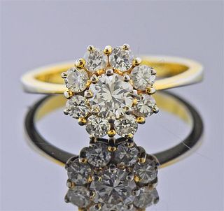 18K Gold Diamond Cluster Ring
