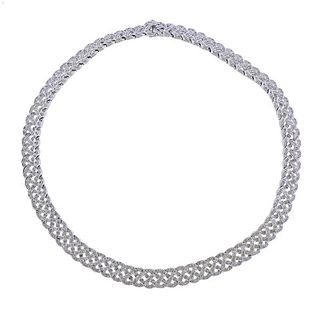 18K Gold 6.20ctw Diamond Braid Motif Necklace 