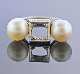 Art Deco Platinum Pearl Ring Mounting 