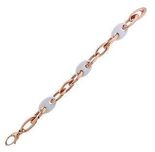 18K Gold White  Agate Link Bracelet
