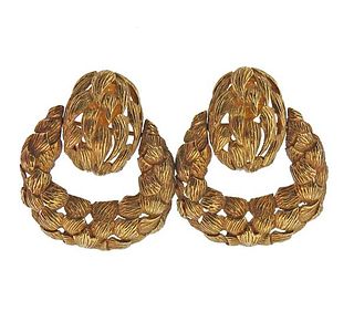 1960s 18K Gold Doorknocker Earrings