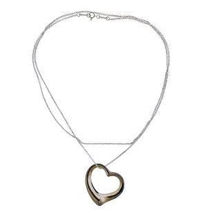 Tiffany &amp; Co Elsa Peretti Silver Open Heart Pendant Necklace