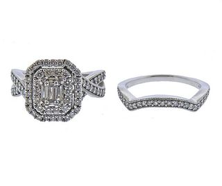 14K Gold Diamond Engagement Bridal Ring Set