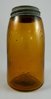 Fruit jar - Mason's amber