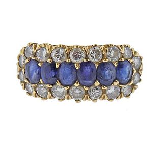 Antique 14K Gold Diamond Blue Stone  Ring
