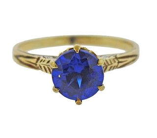 Antique Victorian 14K Gold Blue Stone Ring