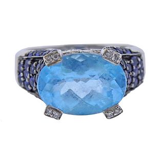LeVian Le Vian 14K Diamond Topaz Sapphire Ring