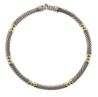 David Yurman Silver 14K Gold Cable Necklace 