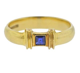 Tiffany &amp; Co 18K Gold Sapphire Band Ring